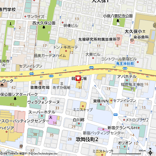 ＳＢＪ銀行新宿支店付近の地図
